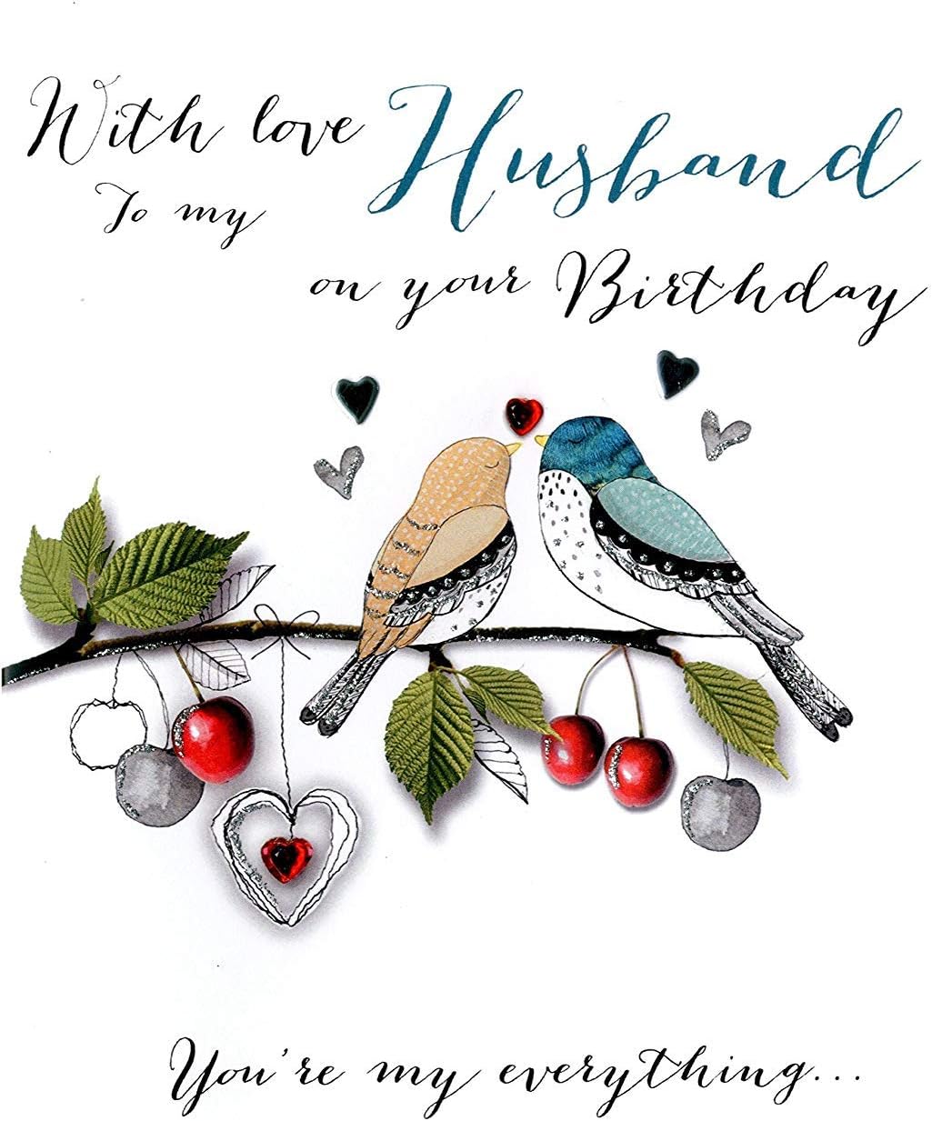 With Love Husband Birthday Embellished Greeting Card Joie De Vivre Range Cards, multi, 17cm x 23cm
