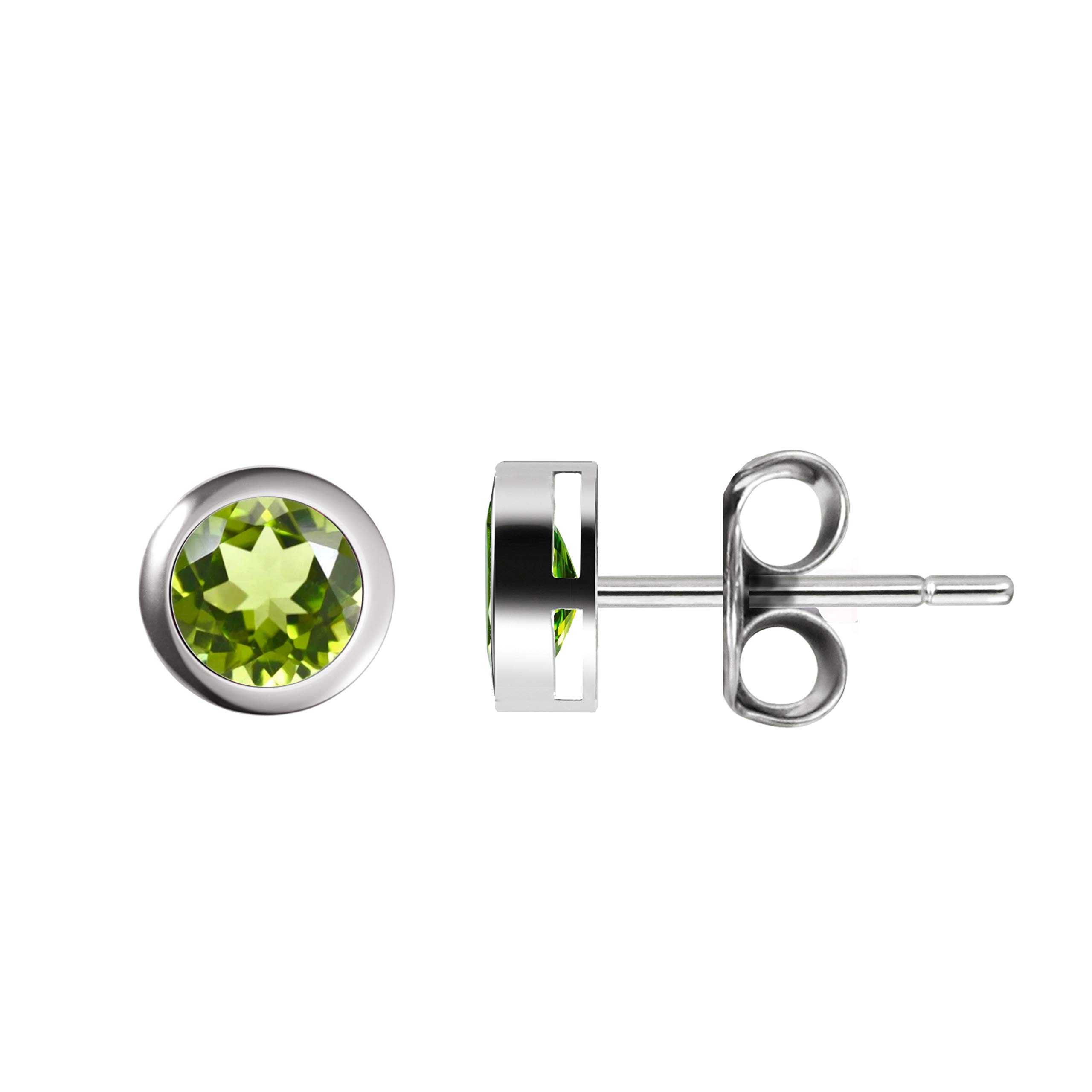 Franki Baker Small & Dainty Natural Peridot Gemstone Stud Earrings set in 925 Sterling Silver. Grade AA. Stud Size: 5mm