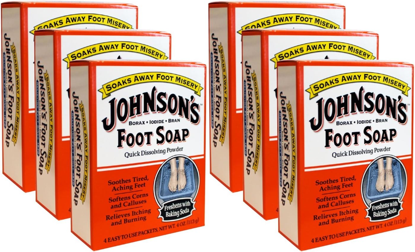 Johnson's Foot Soap Quick Dissolving Powder, Pack of 6 (24 Easy To Use Packets)