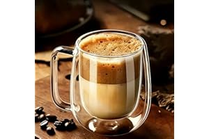 1PCS Double Wall Glass Coffee Mugs with Handle, Large Capacity Borosilicate Insulated Glass Cups, Heat Resistant Clear Glassw