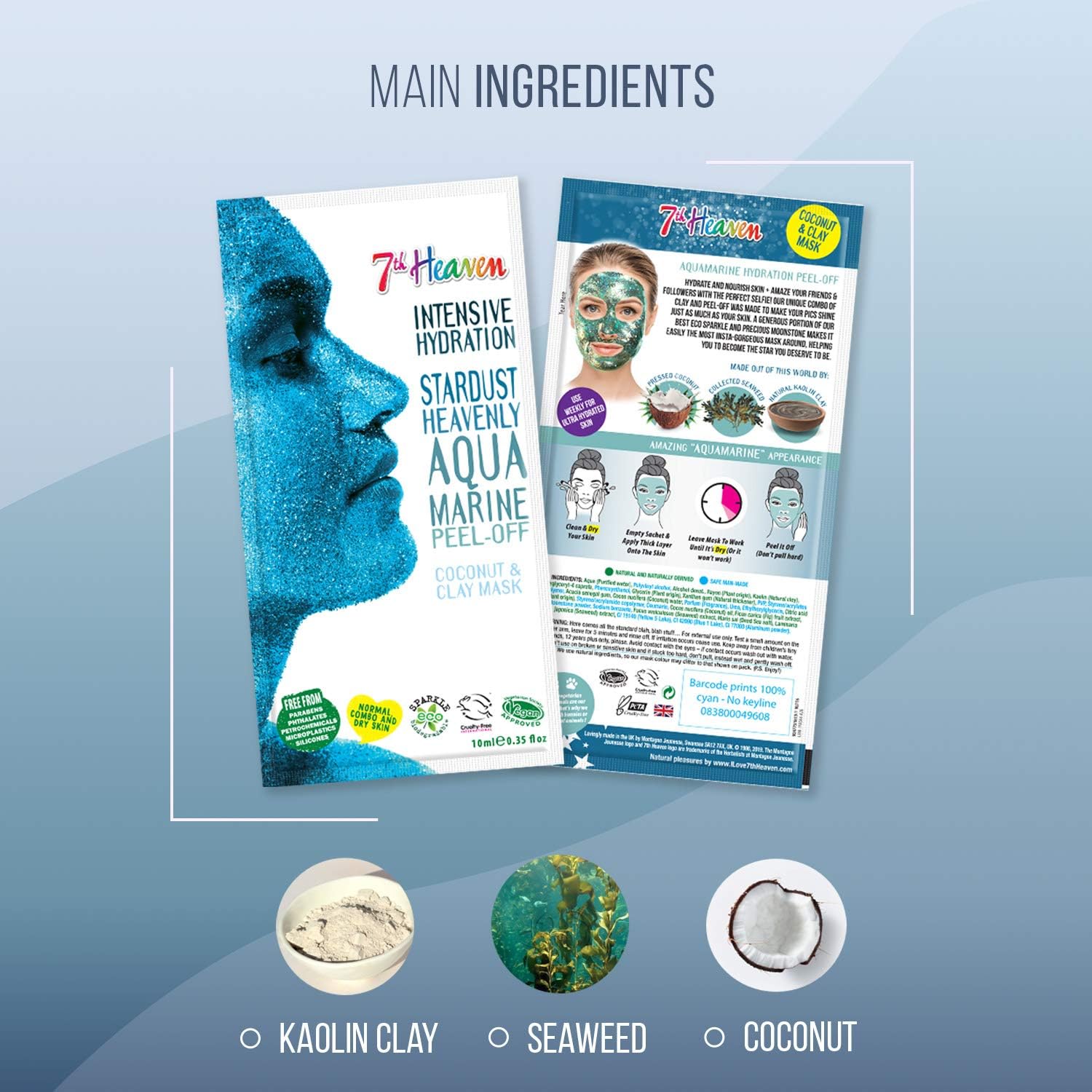 7th Heaven Stardust Heavenly Aquamarine Peel-Off Coconut Clay Face Mask to Remove Blackheads - Image 5