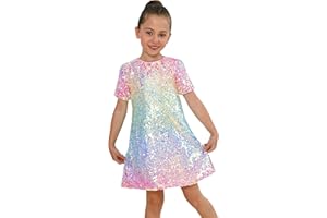 2Bunnies Girls Ombre Pastel Gradient Shimmer Sparkle Colorful Sequin Birthday Dress