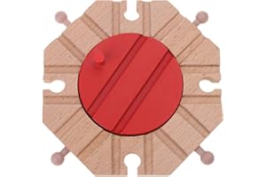 Train Track Expansion Packs Wood Railway Turntables Wooden Track Accessories Compatibles with Most Tracks Wooden Train Track 
