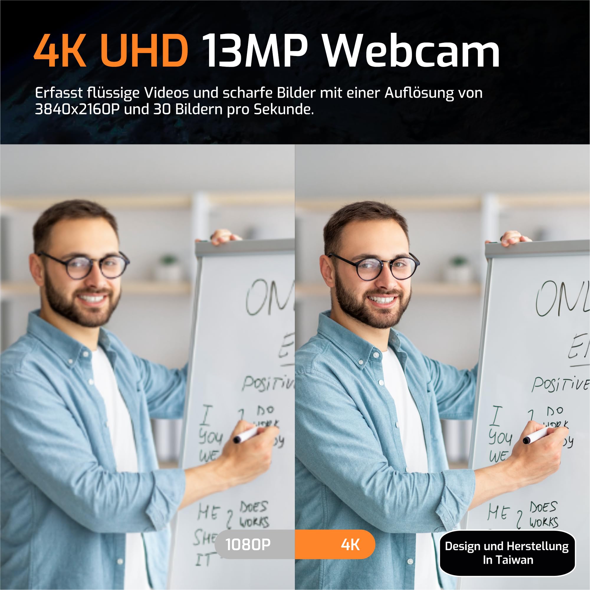 INSWAN INS-Flip 4 – 4K USB Dokumentenkamera/Webcam, 13MP UHD, faltbar, Ultraleicht (305g), Autofokus, Mikrofon & LED, für Unterricht & Webkonferenzen, kompatibel mit macOS, iPad, Windows, Chromebook 3