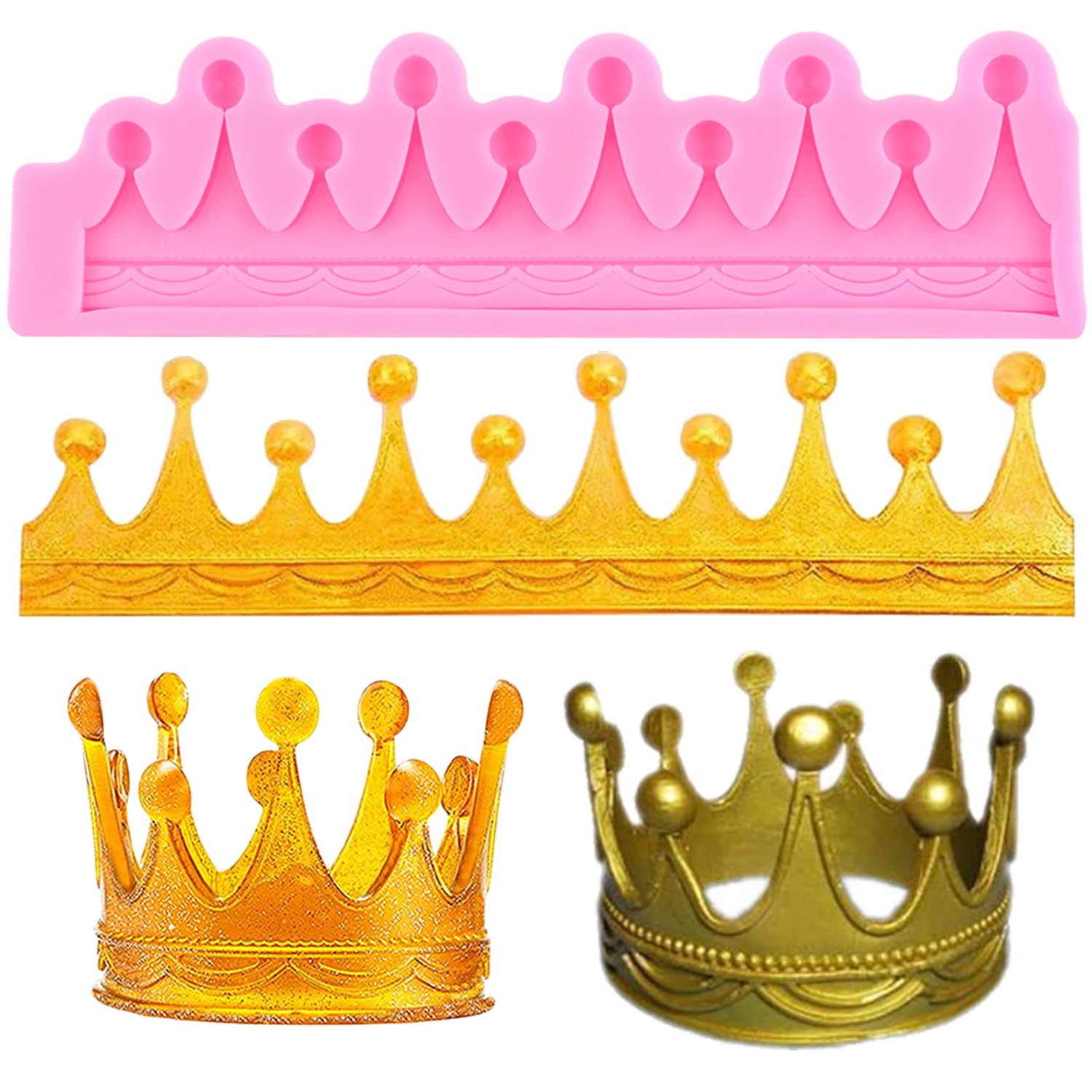 XMOLDNMS Circle Crown Fondant Mould Crown Silicone Moulds for Baby Shower Cake Decoration Chocolate Candy Cupcake Topper Polymer Clay Gum Paste