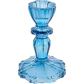 Karma, Taper Glass Candlestick Holder, Tealight Candle Holder Dining Table Decor Centerpiece, Cobalt