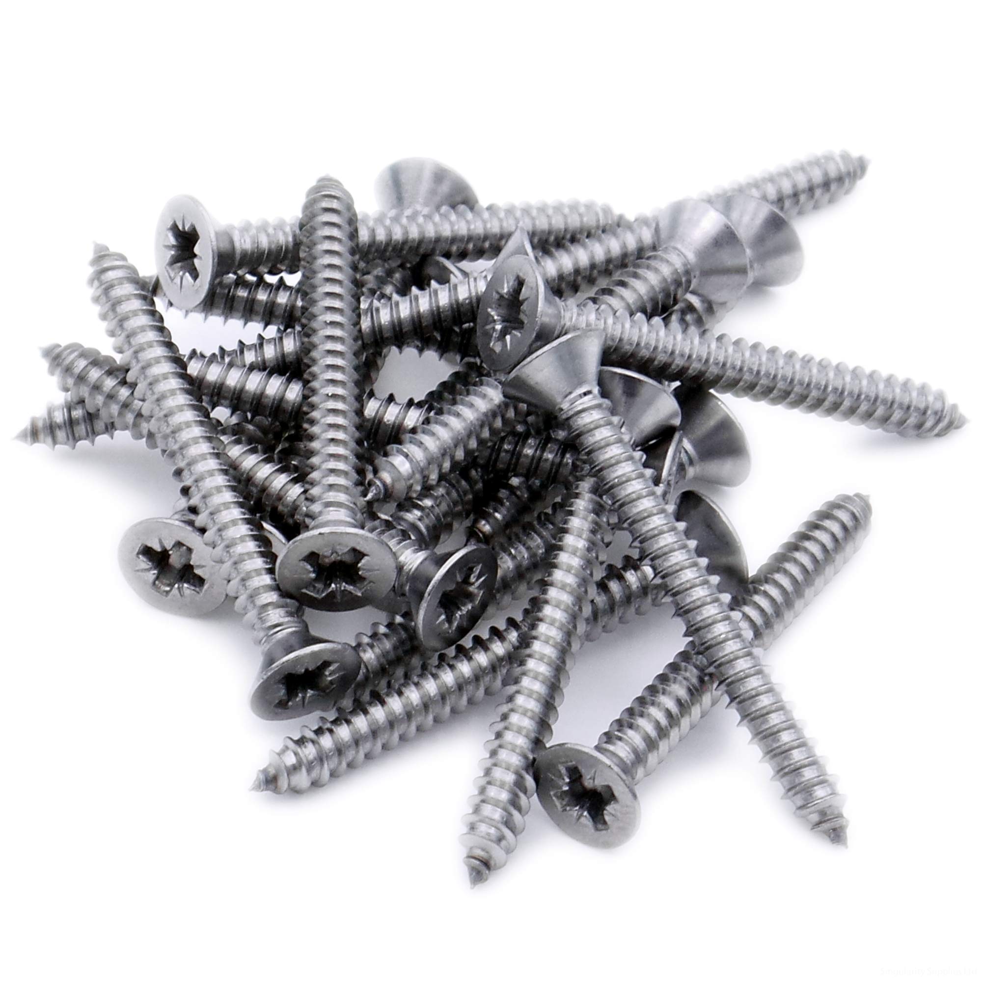 No.7 x 0.875 (3.9mm x 22mm) Pozi Countersunk Self-Tapping Screw - Stainless Steel (A2) (Pack of 20)