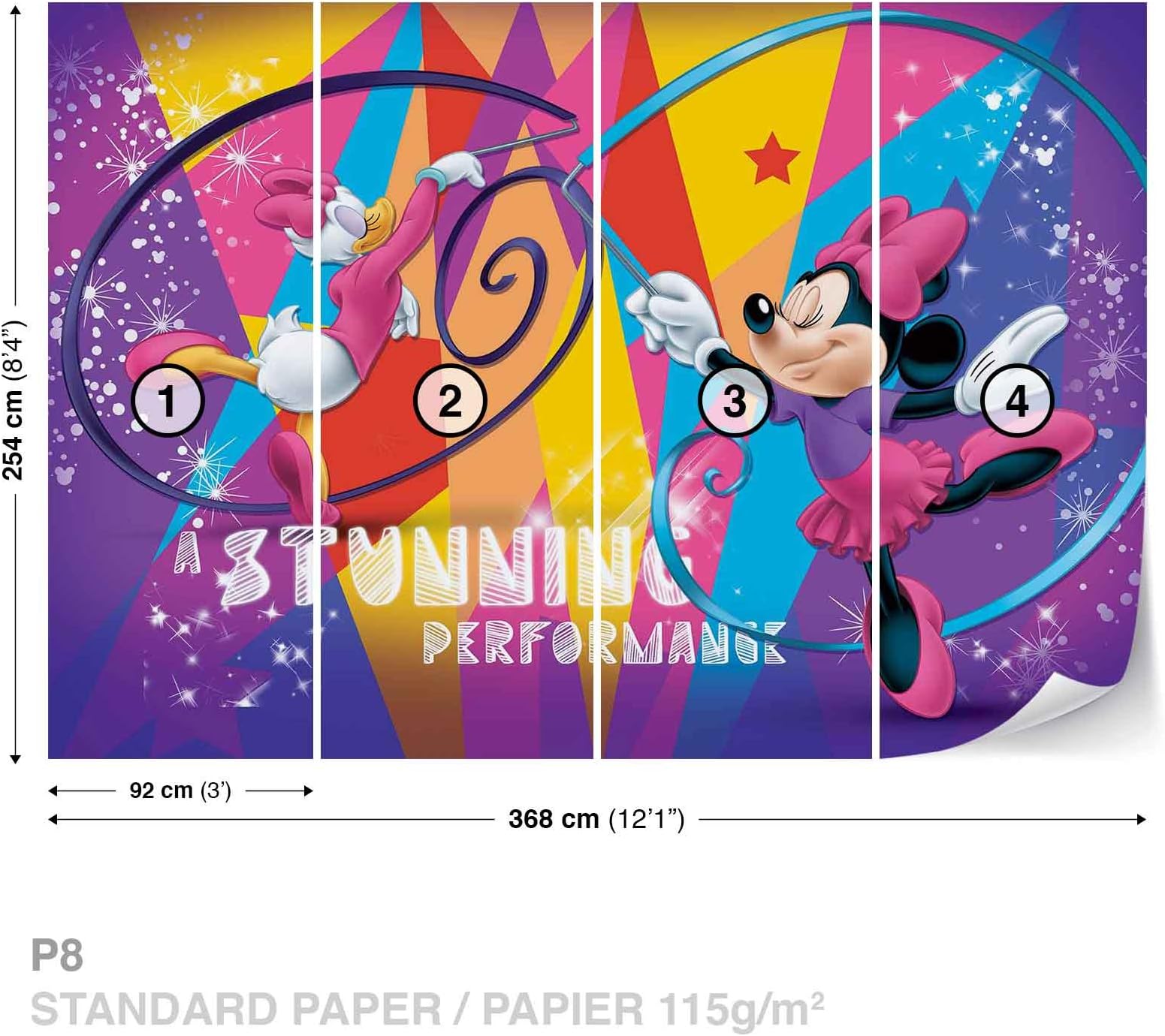FORWALL Warner Bross Warner Bross Photomural Wallpaper Mural Dekoshop Disney Minnie Mouse Kids Children AD1255P8 (368cm x 254cm) Wall Design Decor Photo