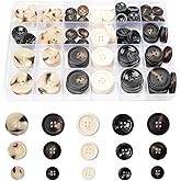 OELFFOW 110Pcs Mixed Sewing Buttons, 4-Hole Craft Round Blazer Buttons | 5 Color 3 Size (15mm, 20mm, 25mm) Suit Coats Resin Button, Suitable for Variety Clothing Sewing, DIY Craft (Black &amp; White)
