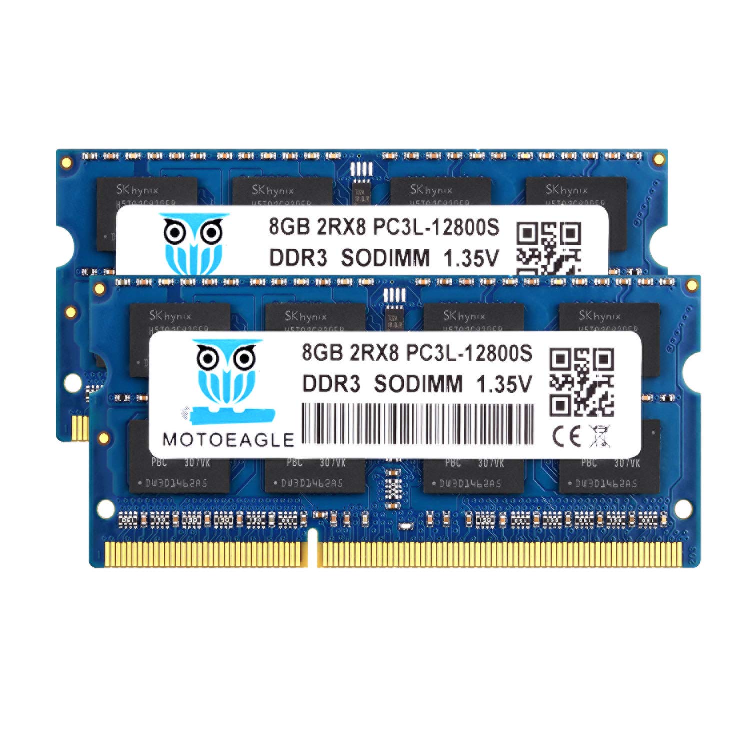 Motoeagle DDR3L-1600 SODIMM 16GB Kit (2x8GB) PC3L-12800S 8GB 2Rx8 PC3 12800S DDR3 1600MHz RAM 1.35V/1.5V CL11 204-Pin Non-ECC Unbuffered Laptop Memory