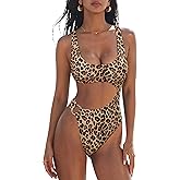 SUUKSESS Women Sexy One Piece Tummy Control Swimsuit Cutout Backless Bathing Suit