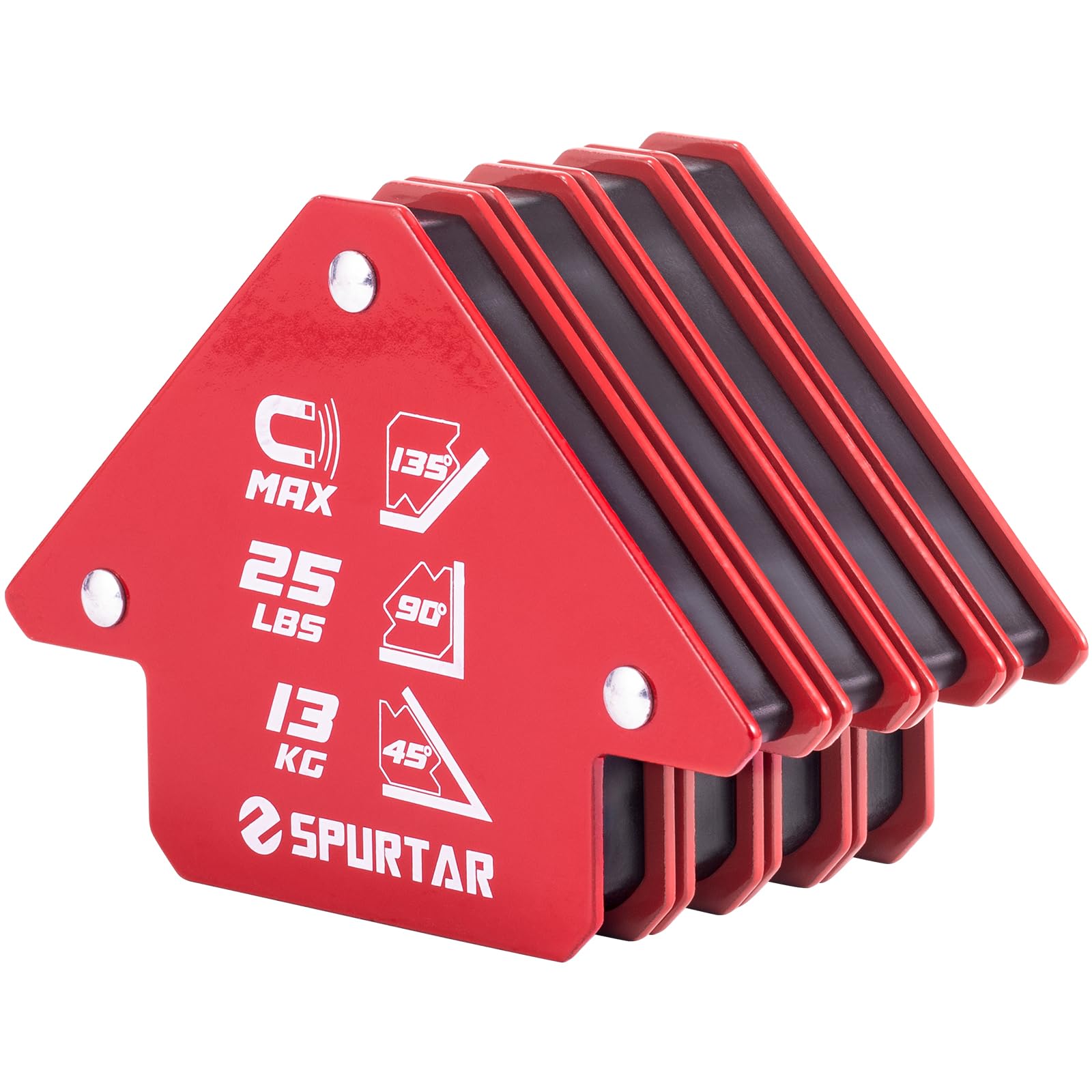 Spurtar 4Pcs 13KG Arrow Welding Magnets, Strong Magnetic Holder, Metal Working Tools, Tig Welding Accessories for Workshop, 45°, 90°, 135°