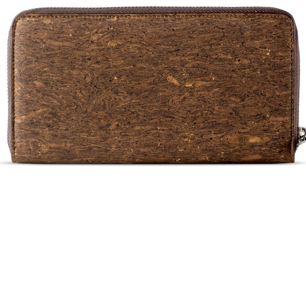 Corkor RFID Wallet Women Zip Around Clutch, Natural Cork Non-Leather Vegan Gift Brown Trunk