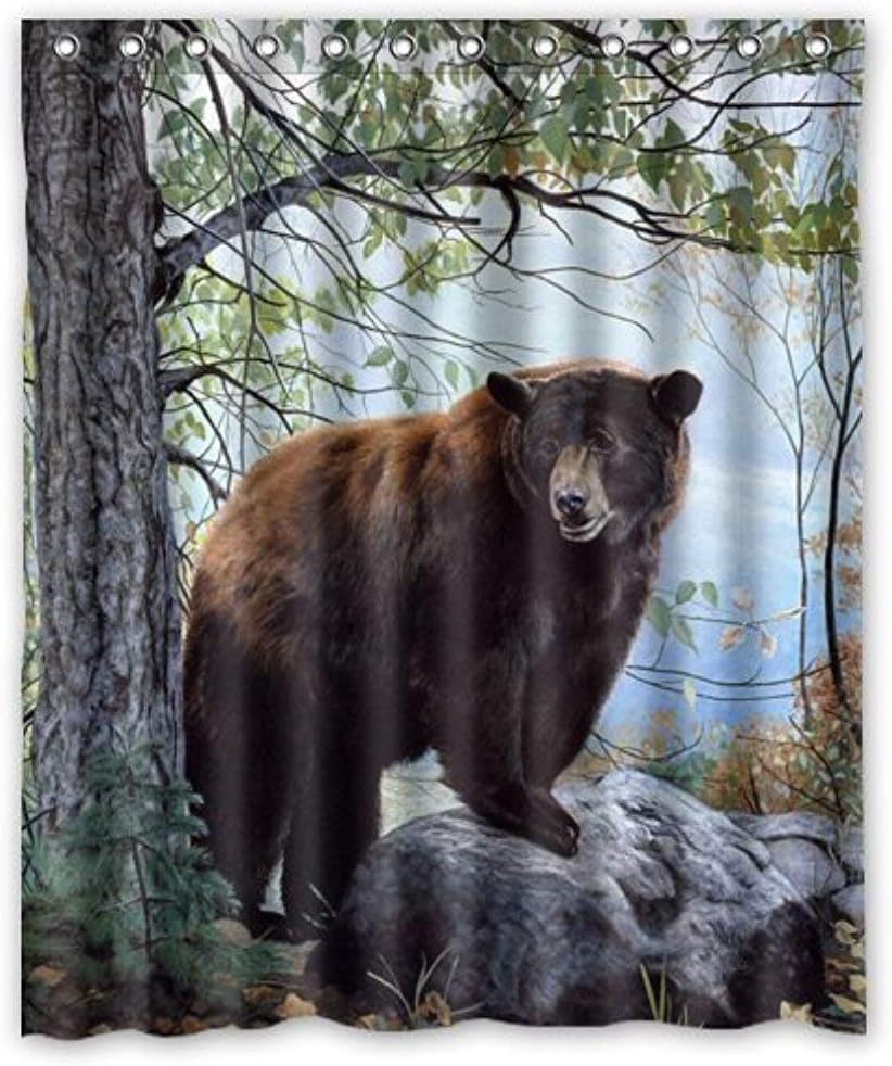 ZHANZZK Bear Forest Nature Design Waterproof Bathroom Fabric Shower Curtain 60 x 72 inches