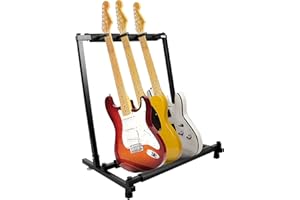 Kuyal Iron Guitar Stand Multi-Guitar Display Rack Bass Folding Stand Band Stage Bass Acoustic Guitar, Black (3 Holder)