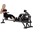 Sunny Health & Fitness Water Rowing Machine with Intense Dynamic Real-Time Resistance, 300 LB Capacity Water Rower Machine with Optional Free SunnyFit App Connectivity for Advanced Workout Metrics