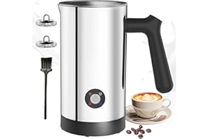 Casimhu Milk Frother Electric, 4-in-1 Milk Frother and Steamer Stainless Steel, 10.6oz Large Capacity, Warm and Cold Foam Maker, Automatic Milk Warmer for Coffee (polished)