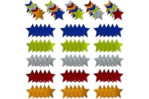 FENAETIMO 100Pcs Warning Reflective Stickers, Reflective Decals Waterproof Reflector Tapes Safety Reflective Stickers Night Visibility Adhesive Stickers for Motorcycle Bicycle Car (Star-Shaped)