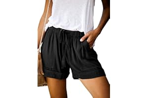 Acelitt Women Comfy Drawstring Casual Elastic Waist Pocketed Shorts,S-3XL