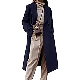 IDEALSANXUN Womens Long Wool Coats Fall Winter Double Breasted Trench Coat Peacoat
