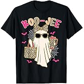 Coquette Leopard Ghost Coffee Boo JEE Halloween Boujee T-Shirt
