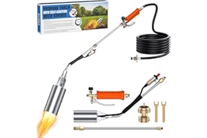 SEVENMEET Propane Torch Weed Burner Kit, High Output 1,800,000 BTU Weed Torch with 11.5FT Hose, Blow Torch for Weed with Self Igniter & 1lb Propane Tank Adapter, Flamethrower for Weeding, Roofing, Snow Melting