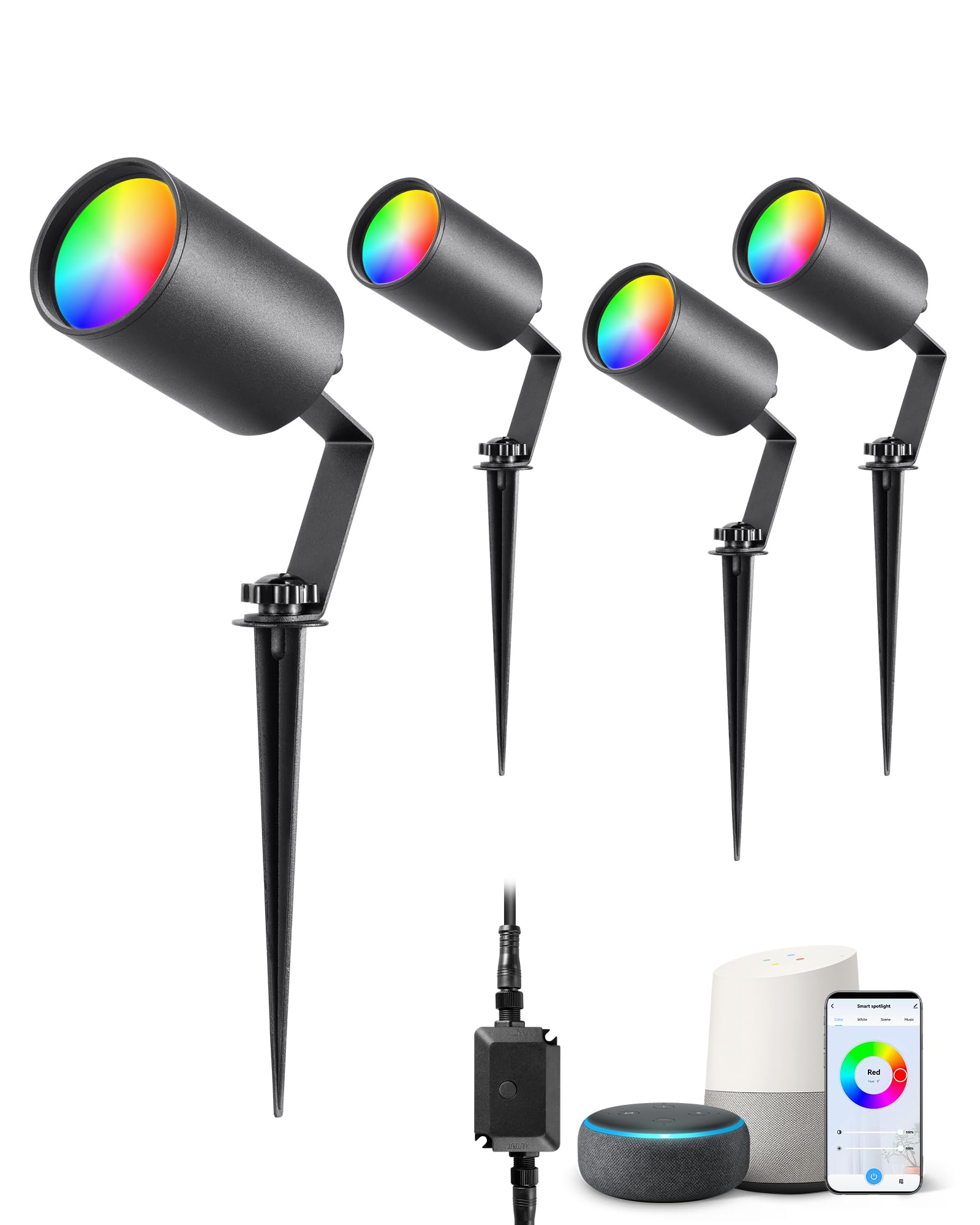 Photo 1 of **MISSING PARTS/check clerk comments**
EDISHINE Smart Landscape Spotlights, 300LM RGBW Color Changing Landscpae Lighting, APP Control Alexa & Google Home, IP67 Waterproof Outdoor Spot Lights for Yard Garden, 50FT