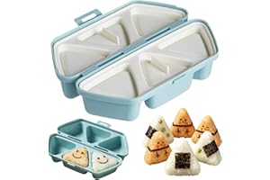 6-in-1 Onigiri Mold Set, Rice Ball Mold, Sushi Making Kit, Onigiri Wrapper, 6-Cavity Triangle Onigiri Maker for Quick Prep, E