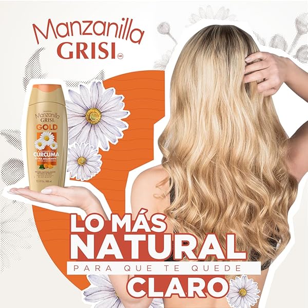MANZANILLA GRISI GOLD EXTRACT LIGHTENING SHAMPOO, EXTRA LIGHTENING AND GLOWING EFFECT HAIR, WITH CHAMOMILE FLOWER EXTRACT AND TURMERIC 13.50 FL OZ