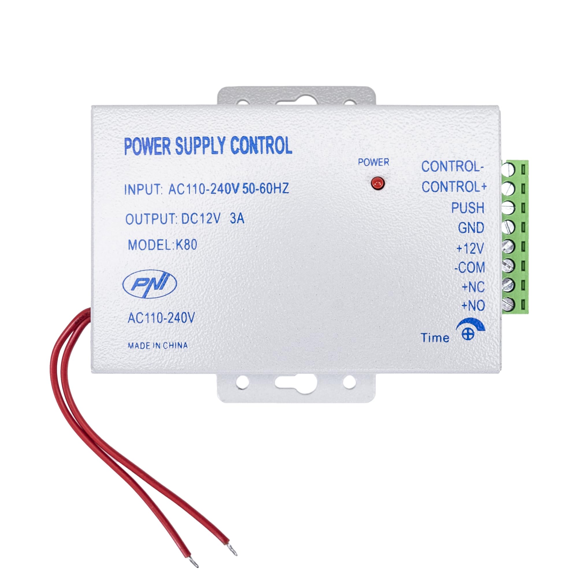 Access control power source, power supply PNI K80 AC 110-260V to DC 12V 3A For Door Access Control