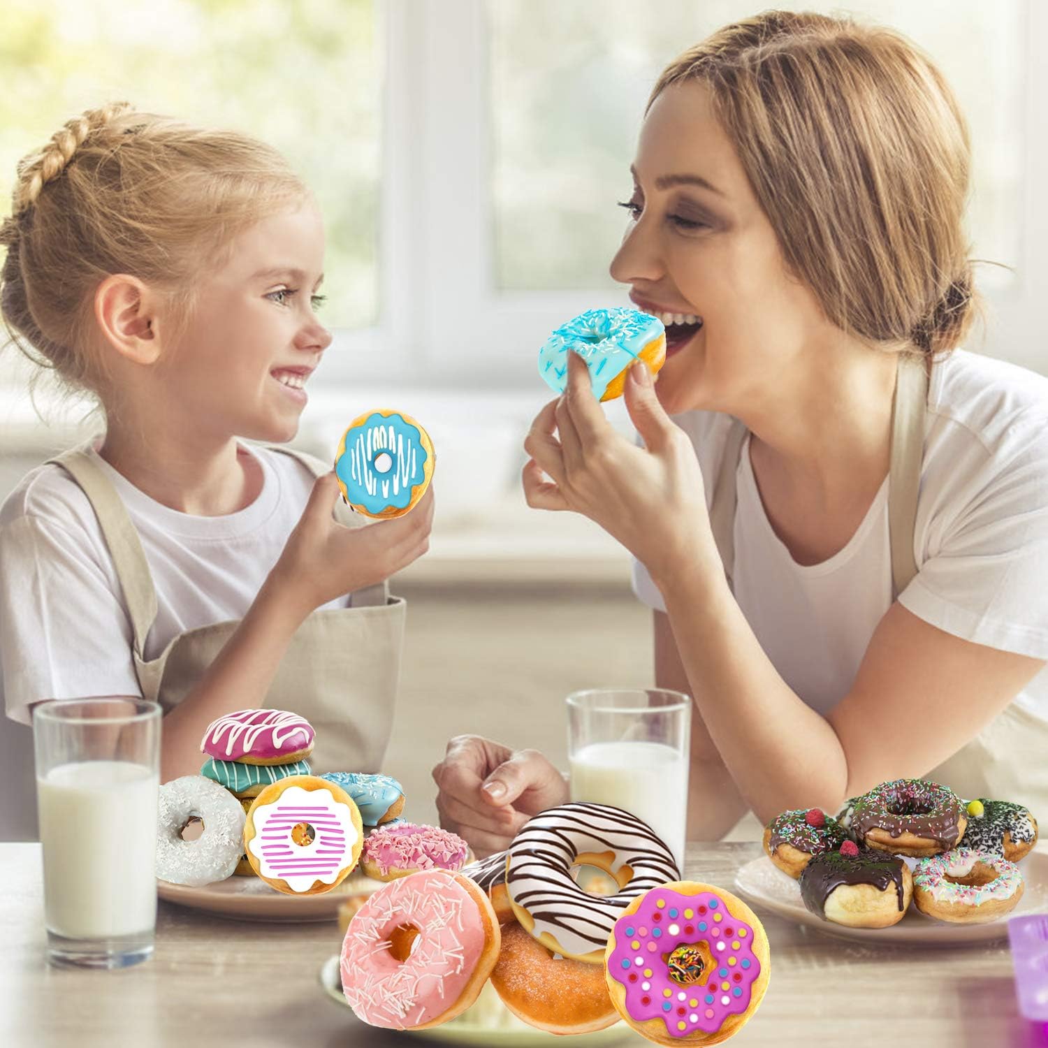 Mity rain Silicone Baking Mold/Donut Pans/Round Mold for Soap Cupcake Cake Biscuit Muffin Jello Bagels（Set of 2）: Kitchen & Dining