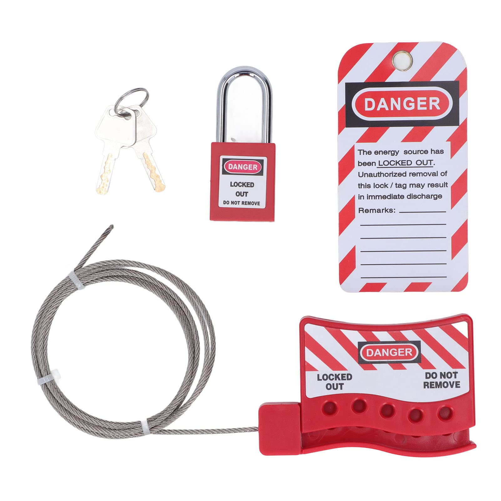 Lockout Tagout Cable Lock, Strong Material, 1.5 Inch Padlock, 2.2 Yard Cable Lock, Adjustable Cable Locking Kit for Industry,Locks and Accessories