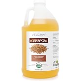 velona USDA Certified Organic Flaxseed Oil - 1 Gallon / 128 Fl Oz |100% Pure and Natural Carrier Oil | Unrefined, Cold Pressed | Body, Face &amp; Skin Care | Use Today - Enjoy Results