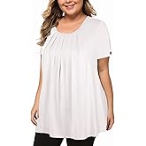 MANER Women's Plus Size Tops Short Sleeve Flowy Shirts Casual Blouses Tunic Tops L-4XL