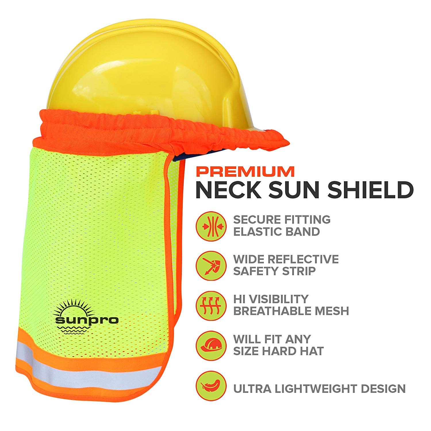 Sunpro Hard Hat Sun Shade Sweatband Set, Hardhat Neck Protector Shade