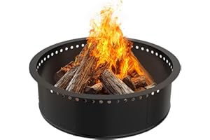 NANANARDOSO Smokeless Fire Pit Ring Outdoor,33 Inch Outer/30 Inch Inner Diameter,Heavy Duty Metal Round Liner Insert for Outs