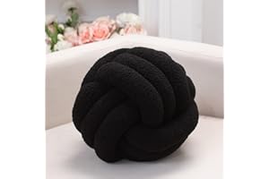 XIAIJIA Knot Pillow Ball Round Throw Pillow Decorative Pillow for Bed Soft Ball Pillow Black Knotted Pillows Couch Cushions (Large,11inches)