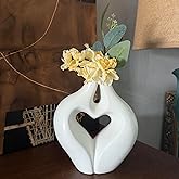 Modern Heart-Shaped Ceramic Vase for Flowers, White Decorative Couple Love Statue Design, Hugging Sculpture Coffee Table Home