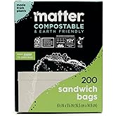 Matter Compostable Sandwich Bags for Food Storage, Eco-Friendly, Resealable, 200 Count