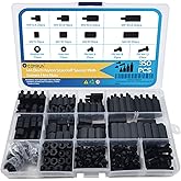 COMRUN 350PCS M2.5 Black Male Female Nylon Hex Spacer Standoff Screw Nut Set Assortment Kit (Black) for PCB Motherboard Circu