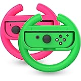Talkworks Steering Wheel Controller for Nintendo Switch (2 Pack) - Racing Games Accessories Joy Con Controller Grip for Mario