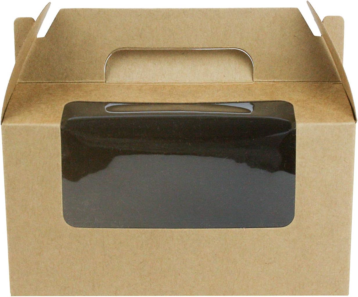 Emartbuy Brown Kraft Gift Boxes Bags with Clear Window & Handle, Size 1 (9 × 9 × 16 cm) - Image 3