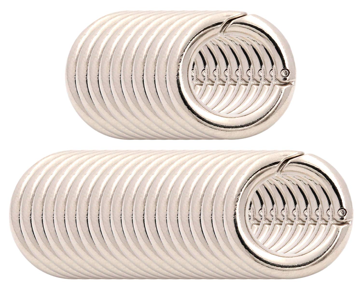 BIKICOCO 1/2'' Round Spring Gate O-Ring Clasp Push Snap Hook Belt Hardware Loop, for Handbags, Keys, Silver - 30 Pcs