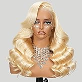 MLCAGATE 613 13X6 Lace Front Wig Human Hair 26 Inch 220% Density HD Glueless Full Lace Frontal Body Wave Blonde Wig Human Hai