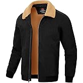 Rdruko Men's Winter Jacket Sherpa Lined Corduroy Fleece Jacket Thick Warm Turn-Down Collar Full Zip Coat