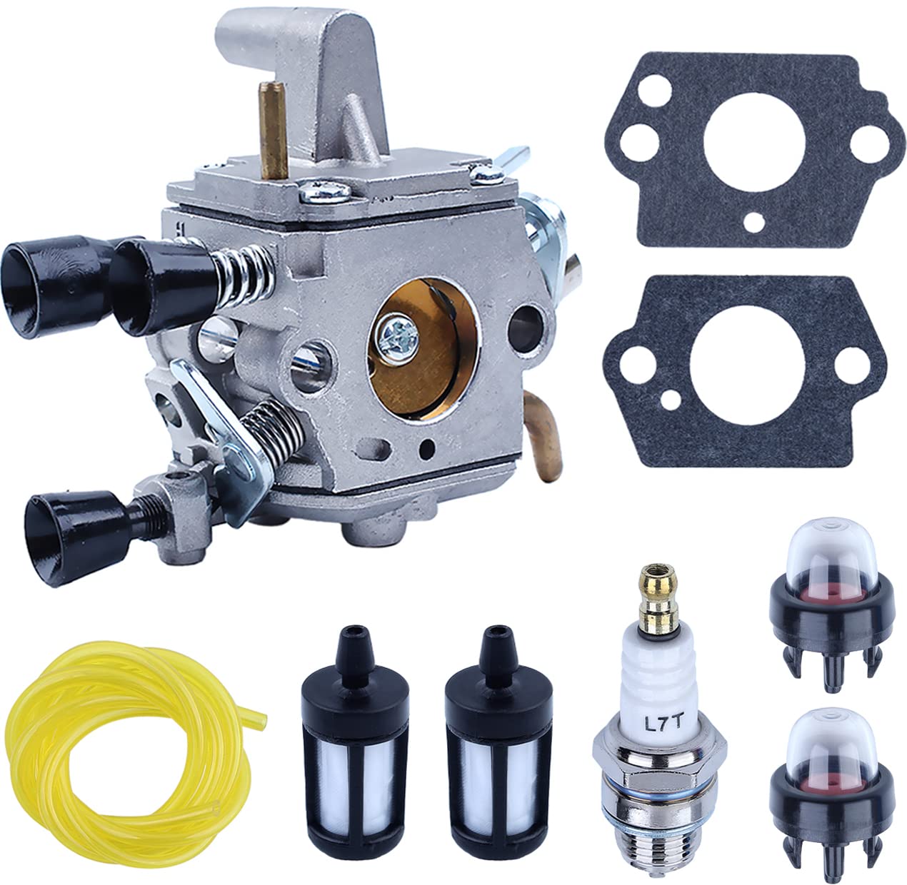 Adefol Carburetor Primer Bulb Fuel Filter Kit for Stihl FS120 FS120R FS200 FS200R FS020 FS202 TS200 FS250 Replacement Parts Spark Plug 41341200653