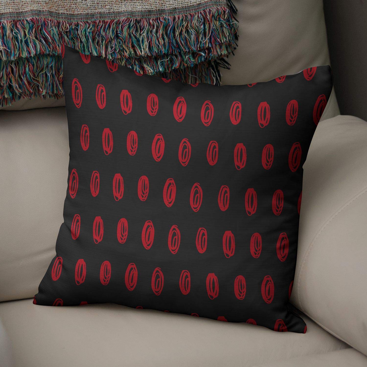 Bonamaison Decorative Cushion Cover Red & Black, Throw Pillow Covers, Home Decorative Pillowcases for Livingroom, Sofa, Bedroom, Size: 50x50 Cm - Designed and Manufactured in Turkey