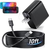 Bemkiru 10ft Switch 2 Charger, 65W AC Power Adapter for Nintendo Switch 2/1 | Fast Charger for Console in 2.5H, Foldable Plug, Docked TV Mode, Long Charging Cable for Switch OLED/Lite, Built-In Safety