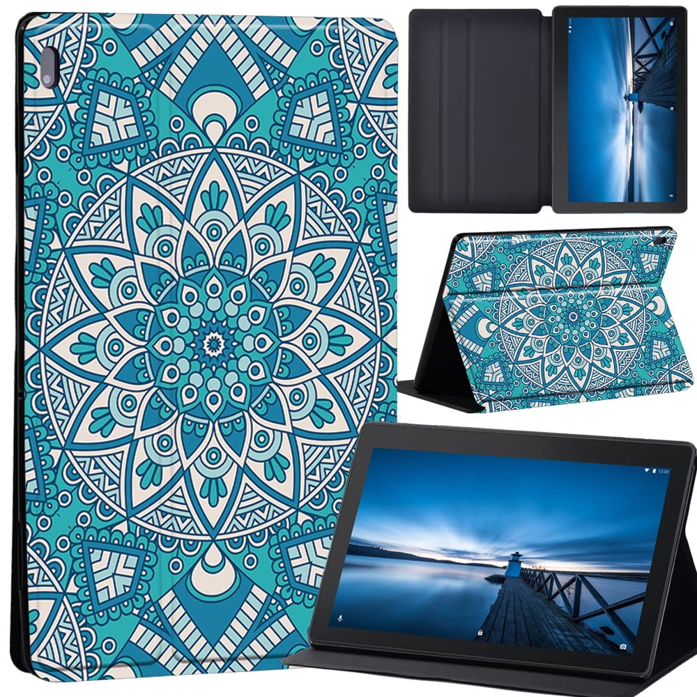 Design Case for Lenovo Tab M10 TB-X605F/ TB-X605L/ TB-X505F/ TB-X505L - Leather Tri-Fold Stand Cover Case for Lenovo Tab M10 10.1-Inch Tablet, (mandala pattern 01)
