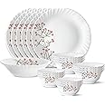 Borosil Gourmet Dinnerware Set For 6, 19 Pieces, White Dinner Plates and Bowls Sets, Chip Resistant Tempered Opal Glass, Stain Resistant, Dishwasher & Microwave Safe Dinner Set For Gifting, Serves 6